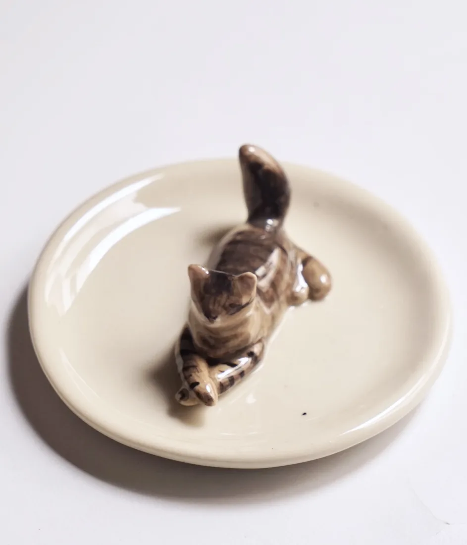Plato joyero de una mascota, pintado a mano