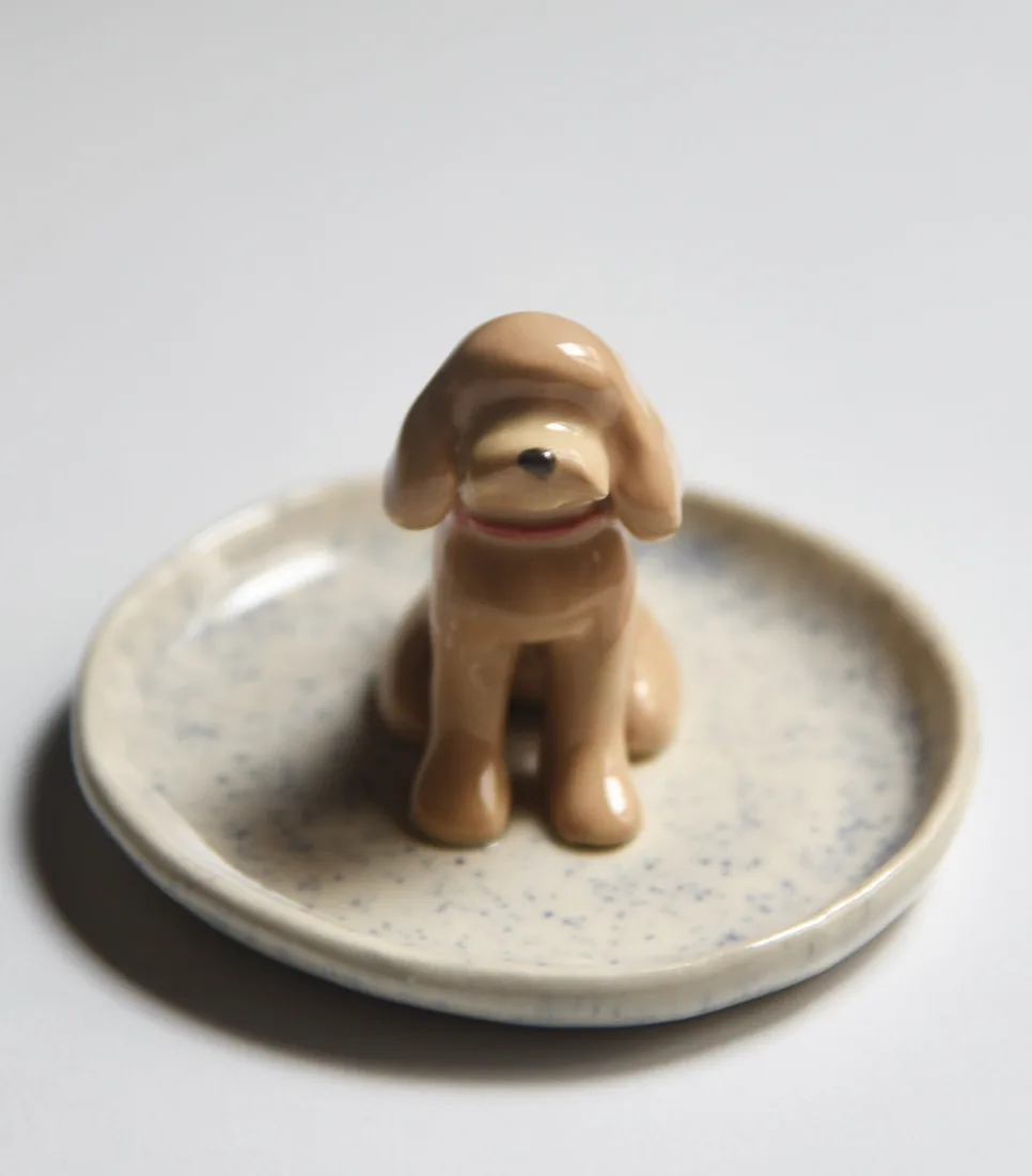 Plato joyero de una mascota, pintado a mano