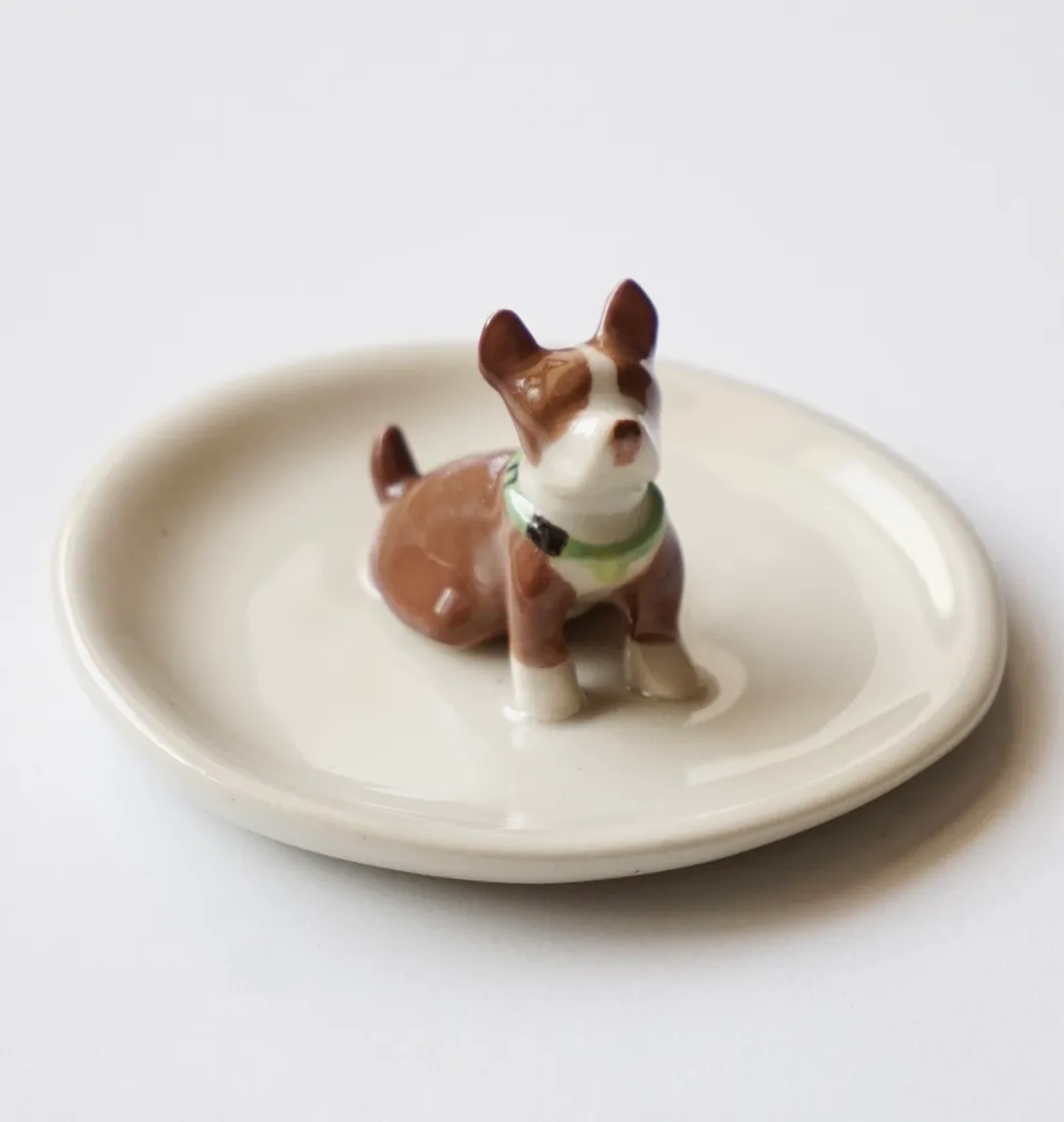 Plato joyero de una mascota, pintado a mano