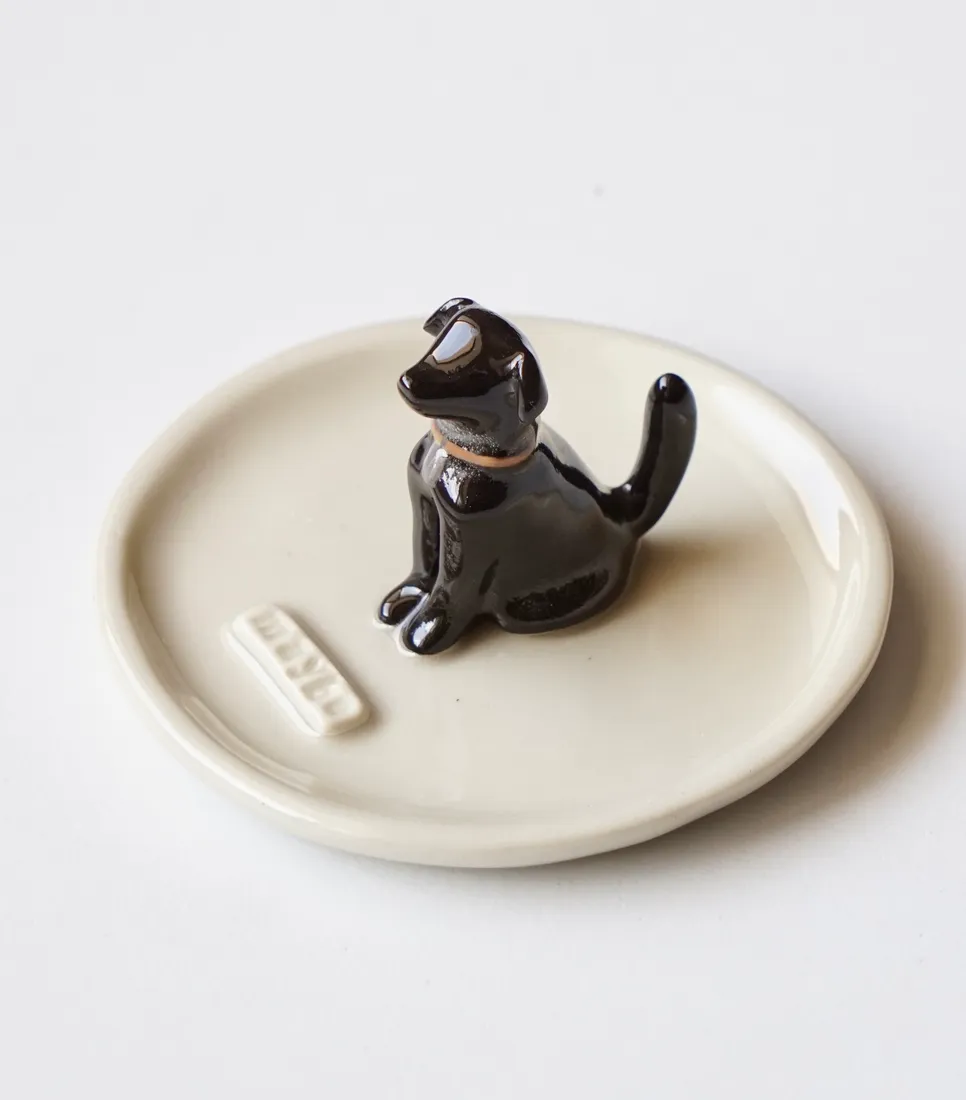 Plato joyero de una mascota, pintado a mano