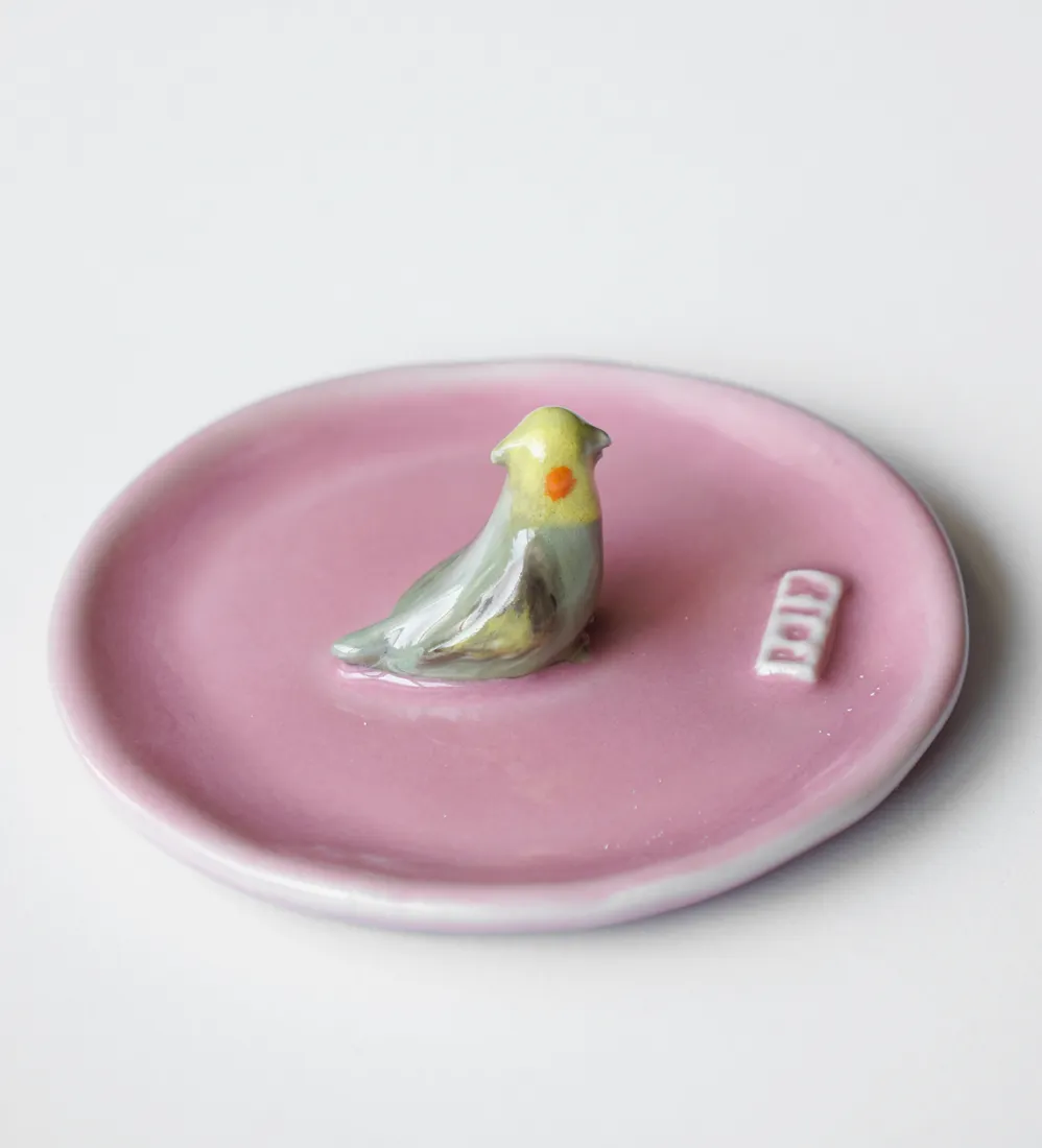 Plato joyero de una mascota, pintado a mano