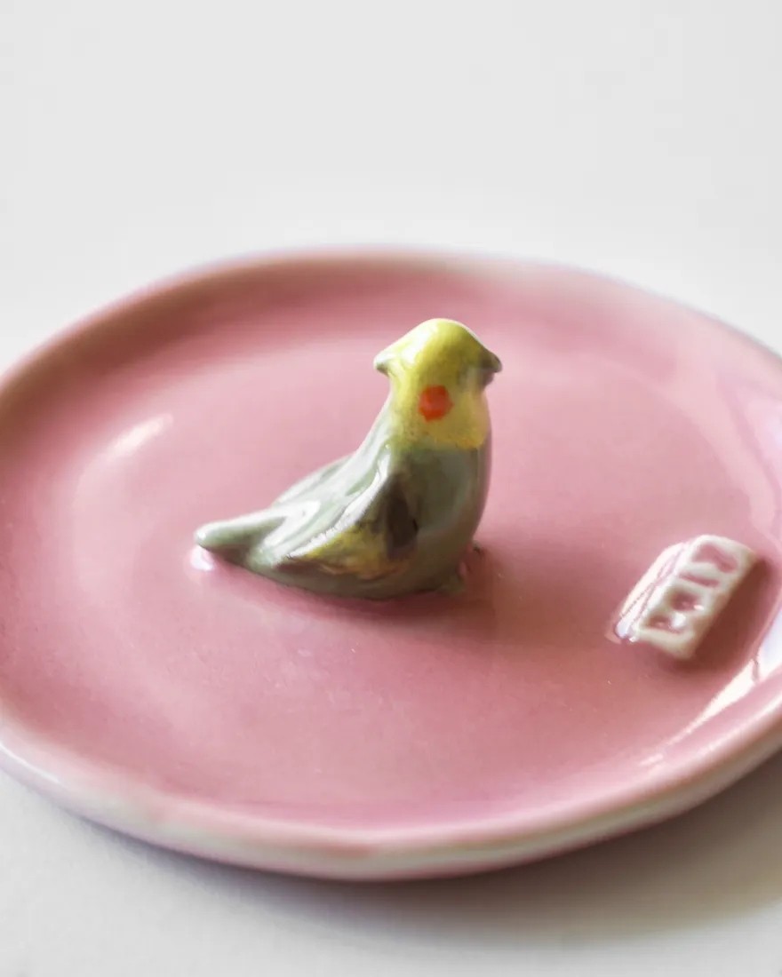 Plato joyero de una mascota, pintado a mano