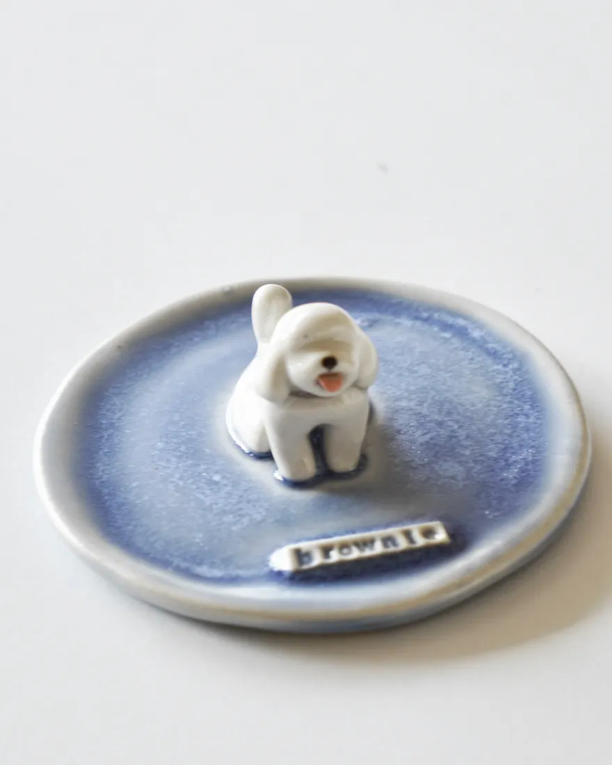 Plato joyero de una mascota, pintado a mano