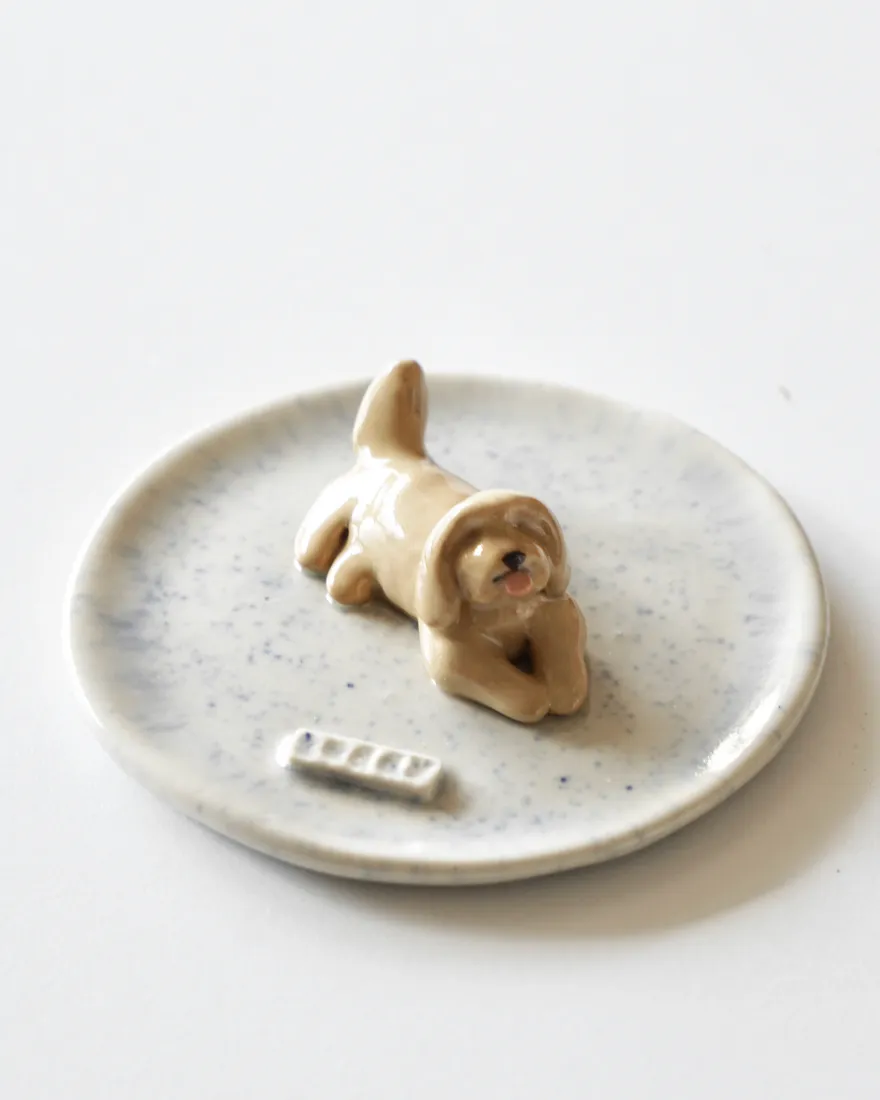 Plato joyero de una mascota, pintado a mano