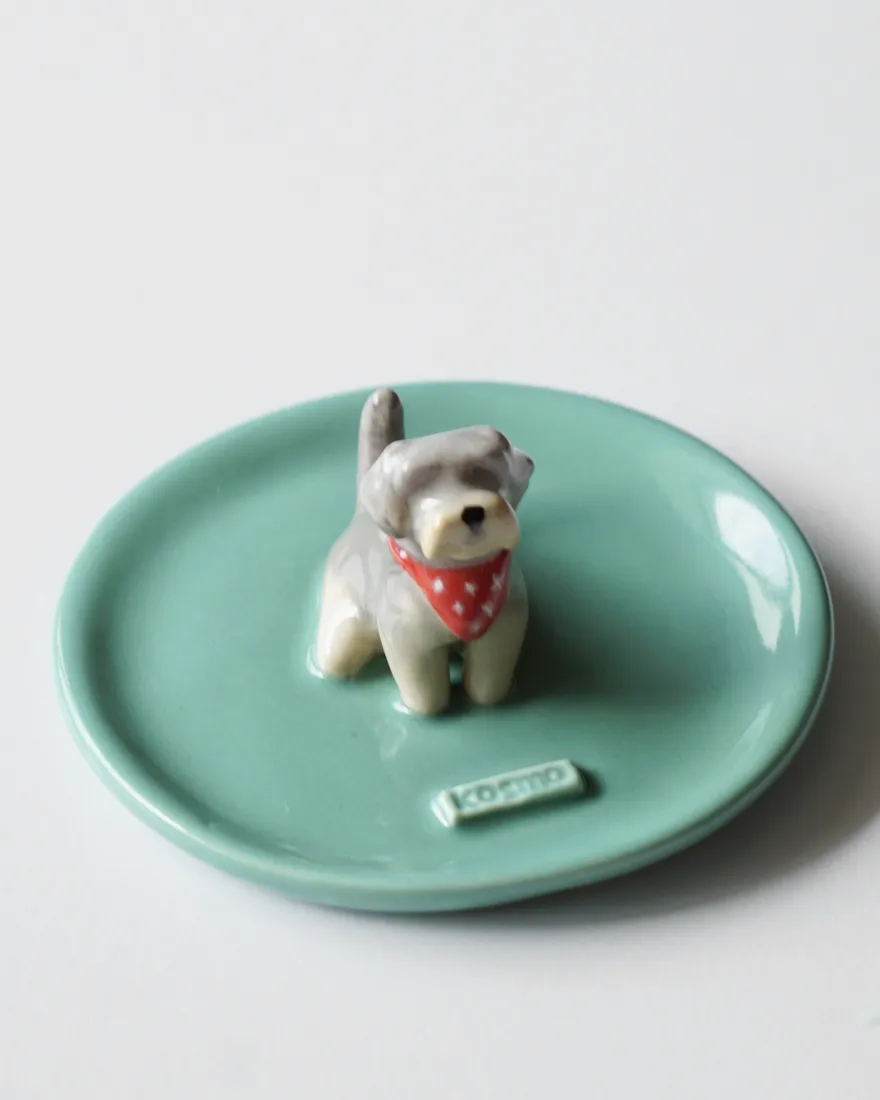 Plato joyero de una mascota, pintado a mano
